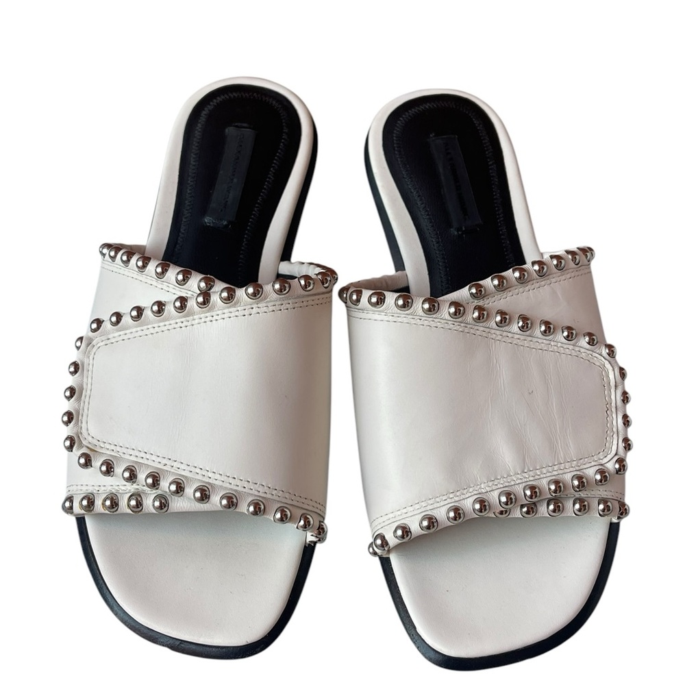 Alexander Wang Leidy Milk  Studded White Slide Sandals - Size 37